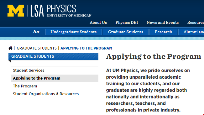美國(guó)密西根大學(xué)物理學(xué)博士申請(qǐng)條件