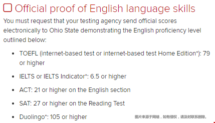 俄亥俄州立大學(xué)本科托福有什么要求？