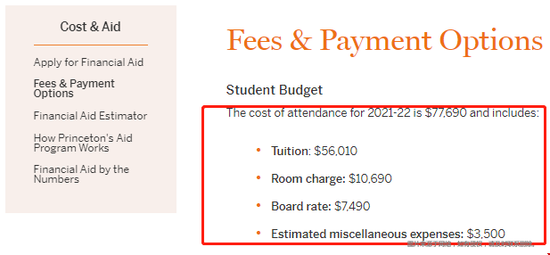 普林斯頓大學(xué)本科費(fèi)用多少？